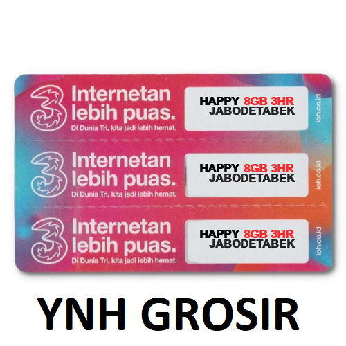 VOUCHER THREE HAPPY 8GB 3HR JABODETABEK