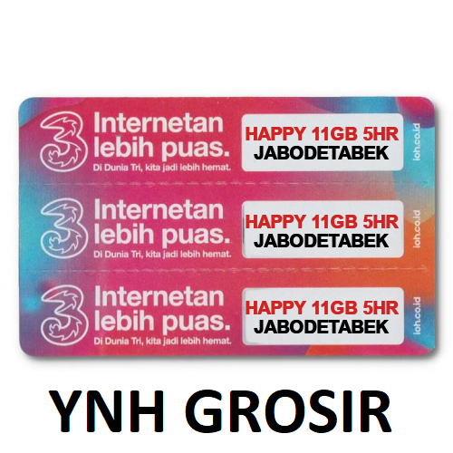 VOUCHER THREE HAPPY 11GB 5HR JABODETABEK